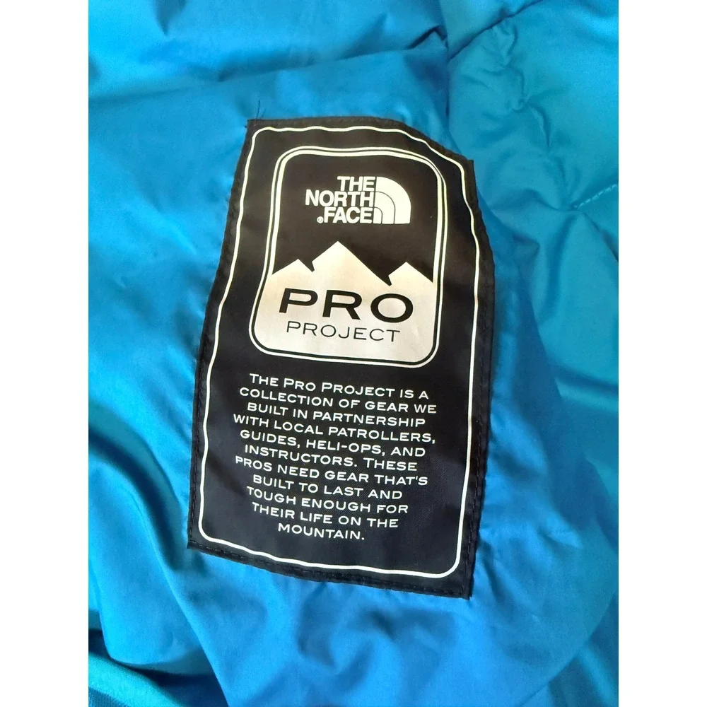 THE NORTH FACE Pro Project - Men's Insulated Down Jacket Black Blue Hooded - XL